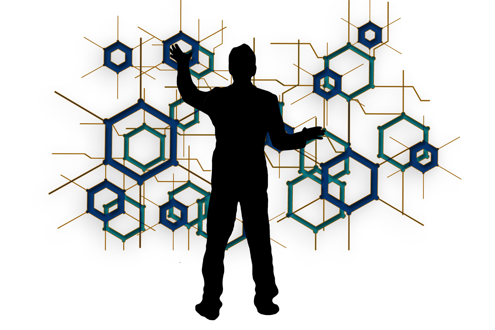 Silueta con hexágonos