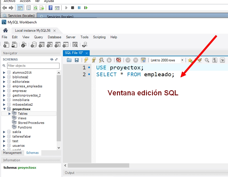 captura workbench SQL