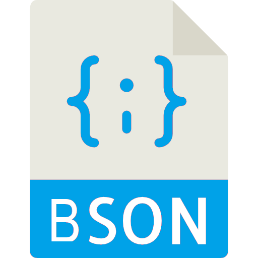 Icono representando un documento BSON, con letras de color azul