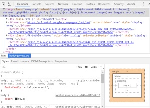 Inspector de Chrome donde se muestra una de las pestañas