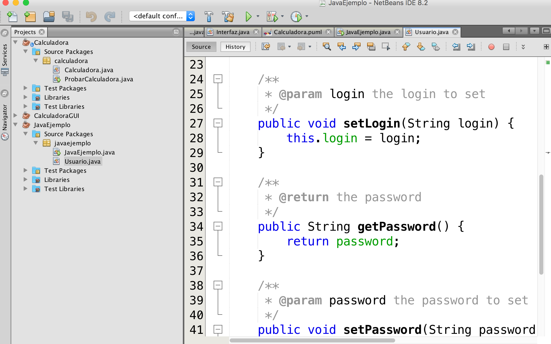 Captura del IDE NetBeans