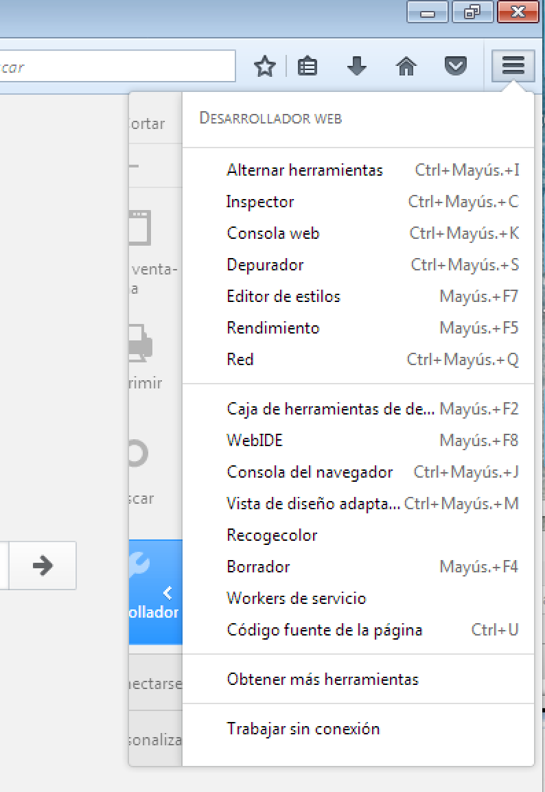 opciones de desarrollador en Mozilla Firefox