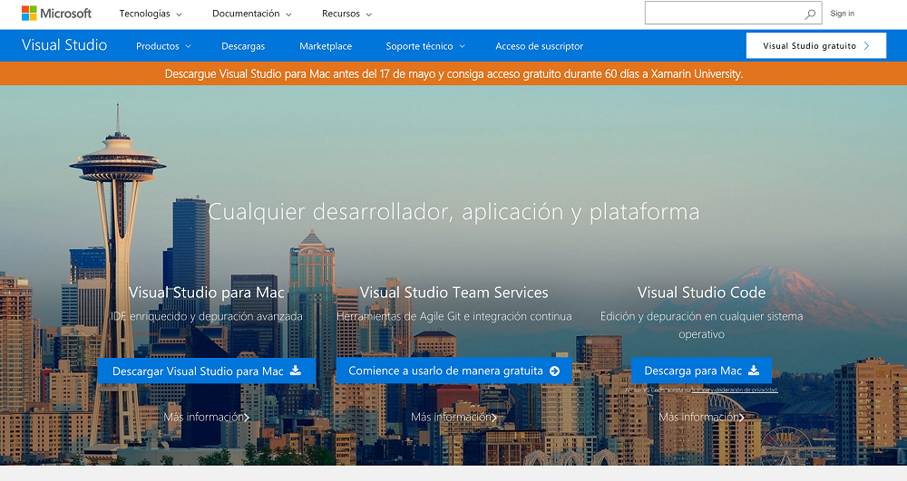 Web oficial del proyecto Visual Studio