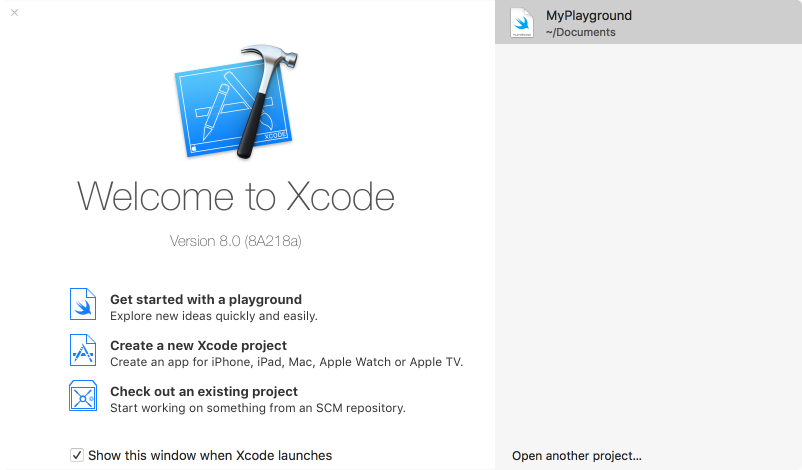 Inicio de XCode