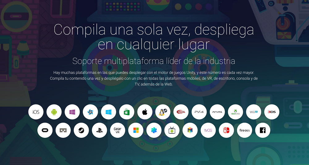 Plataformas para las que se pueden desarrollar videojuegos con Unity.