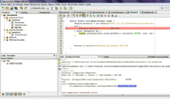 Captura de pantalla que muestra el código de un programa Java, que está siendo depurado, y que tiene un punto de ruptura, dentro del IDE NetBeans. 