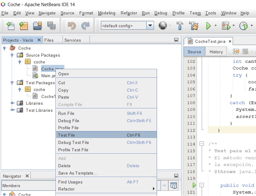 Ejecución de pruebas
