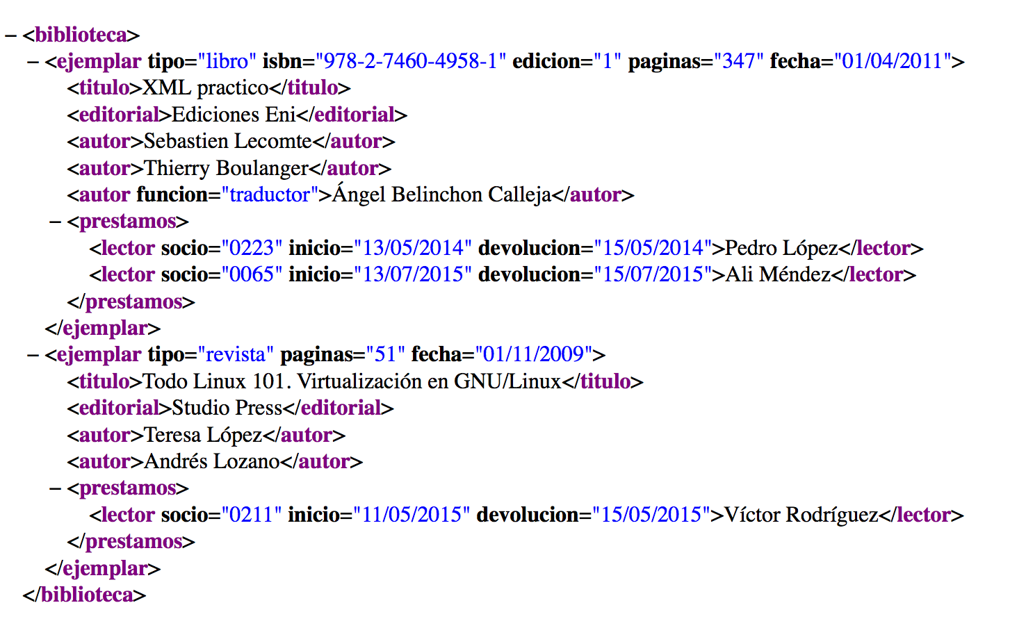 Resultado del ejemplo en un navegador