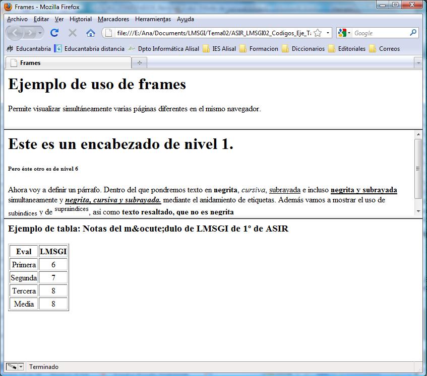 Previsualización del código HTML