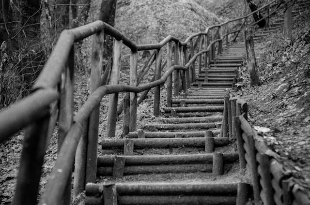Escalera en la nieve