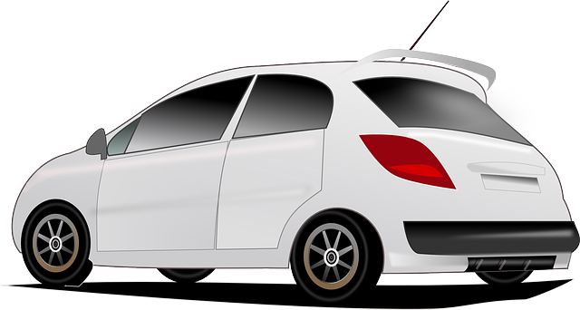 Dibujo de un automóvil de tres puertas de color blanco