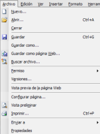 Menú con operaciones sobre archivos.