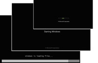 Captura_2. Aparecen varias ventanas con mensajes de la carga e inicio de Windows.