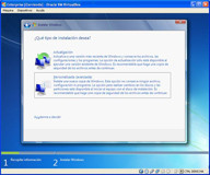 Captura_9. Ventana para elegir el tipo de instalación a realizar.