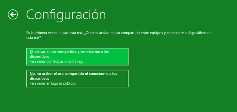 Activar/Desactivar el uso compartido y conexión a dispositivos