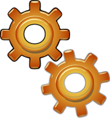 Dos tuercas enganchadas por su engranaje