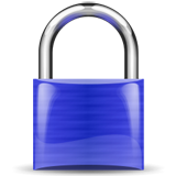 Un candado azul cerrado.