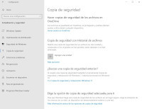 Muestra la herramienta Copia de seguridad de Windows 10