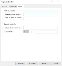 Muestra la ventana de las Propiedades de la cuenta de usuario 'Trini' en Administración de equipos de Windows 10.