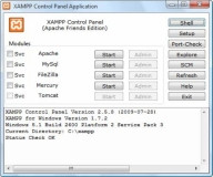 Pantalla de instalación/configuración del servidor Apache con Xampp en Windows.