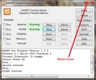 Pantalla de instalación/configuración del servidor Apache con Xampp en Windows.