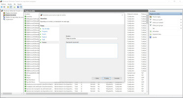 Cuadro de diálogo para la configuración avanzada, séptima pantalla de creación de reglas de conexión con el Firewall de Windows.
