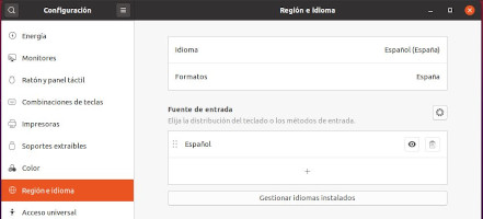 Configuración de la región y el idioma