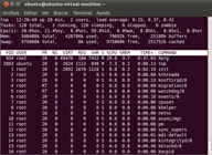 Captura de pantalla del comando top.
