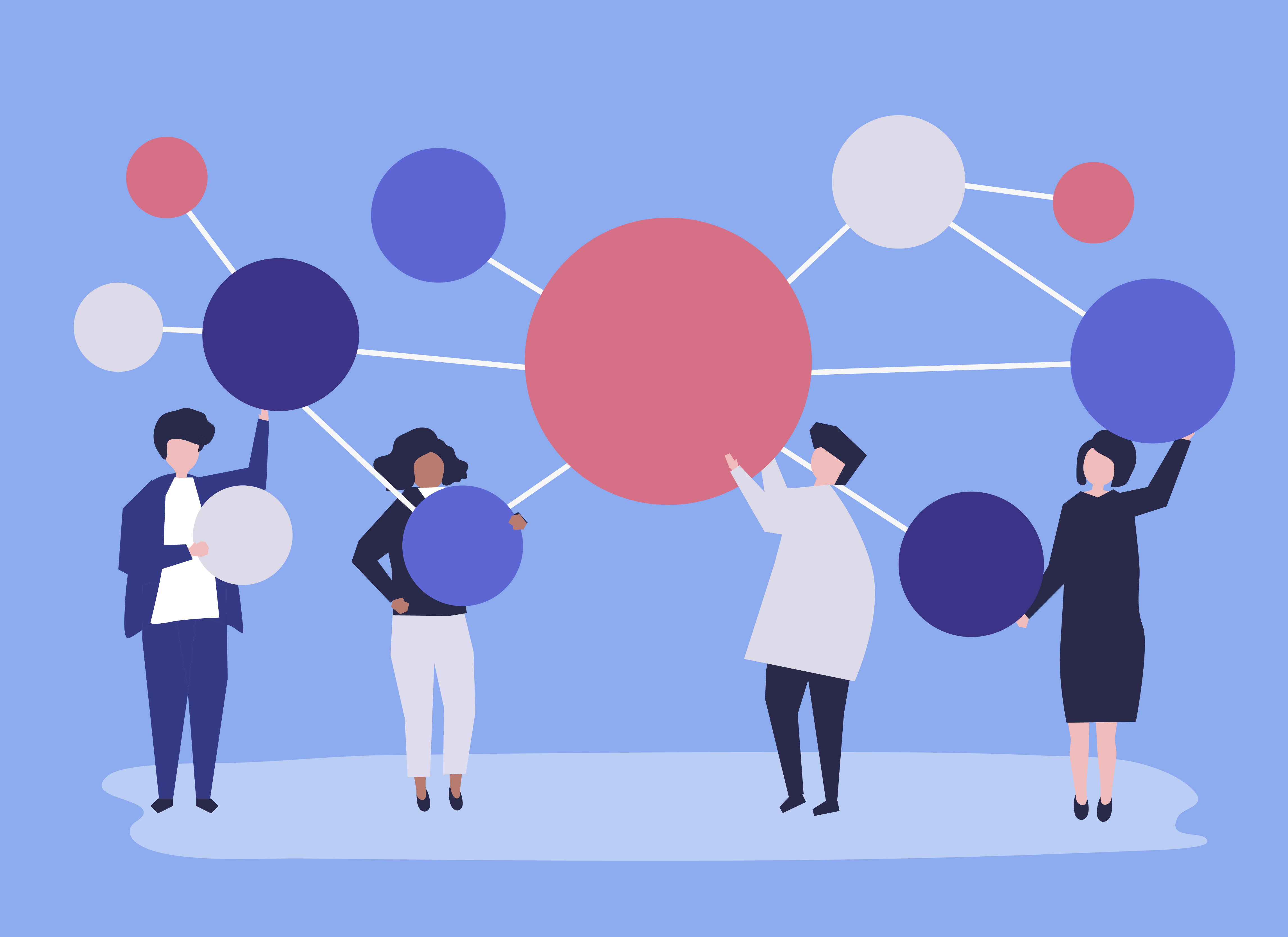 Personas conectadas a través de unos círculos