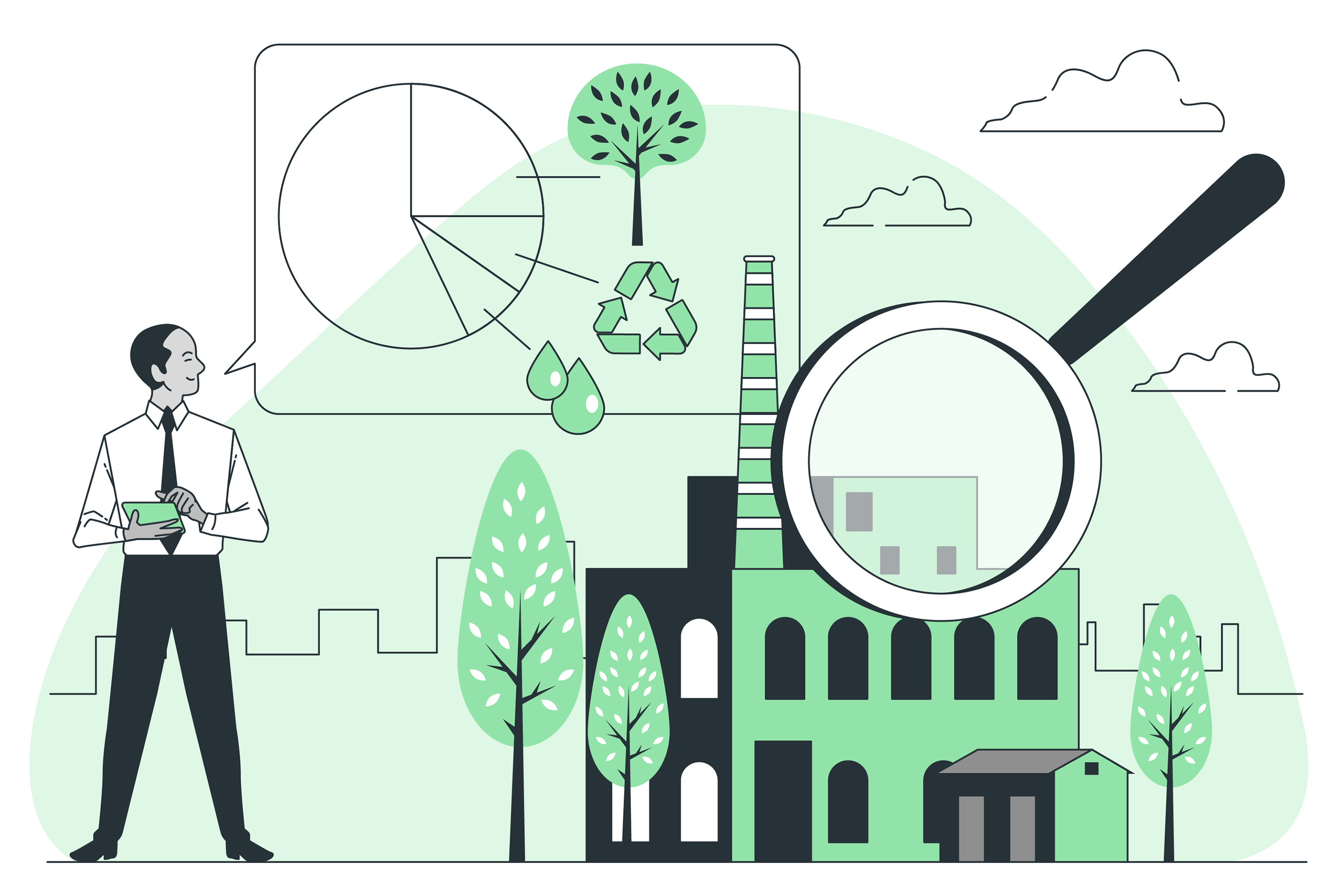 Persona haciendo un informe de los datos de la empresa